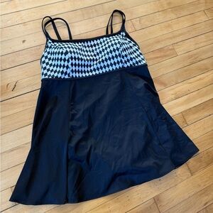 Inches Away black and white checkered swim dress